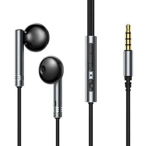 JOYROOM JR-EW06 Wired Series Half In-Ear Metal Wired Earbuds - Dark Gray