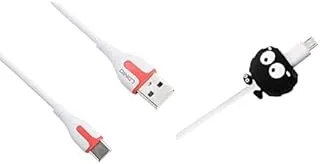 Ldnio LS572 TYPE-C Mobile Phone Cable - White + Silicone Cable Protector With Face Cartoon Character Design For Your Charging Cord - Multi Color