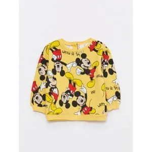 LC Waikiki Crew Neck Long Sleeve Mickey Mouse Printed Baby Girl Sweatshirt