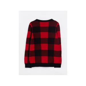 LC Waikiki Crew Neck Plaid Long Sleeve Boy Tricot Sweater