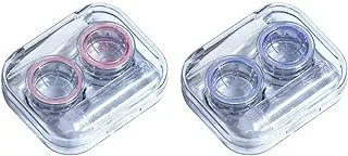 Clyhon 2 Pieces Contact Lens Container Plastic Container with Tweezers and Suction Cup Travel Set for Outdoor Activities (Transparent)