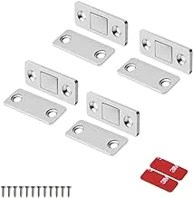 Mousike Magnetic Door Catch Ultra Thin Cabinet Magnets Stainless Steel Drawer Magnet Catch for Sliding Door Closure Kitchen Cabinet Cupboard Closet Closer (4 Pack, Silver)