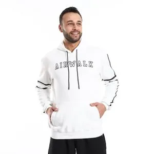 Air Walk Long Sleeves Kangaroo Pockets Hoodie - White