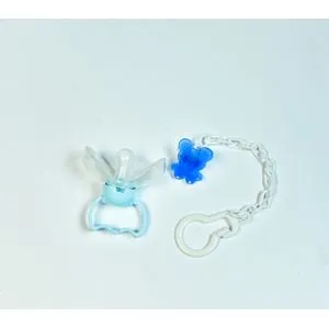 Pink Blue Automatic Pacifier With Chain & Clip - Pink