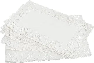 Generic Plastic Small Doilies Paper Rectangular Dining Tablecloth With Beautiful Design and Easy to Clean For Decoration 30x40 cm - White