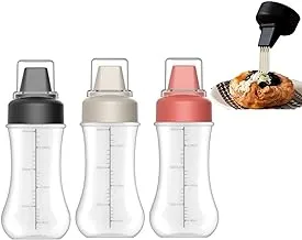 YYYFEI 5-hole Sauce Squeeze Bottles with Lid，9.87oz/280ml Plastic Condiment Bottles for Ketchup Peanut Butter Ketchup Salad Dressing Mustard ，with Scale and Labels,3pcs