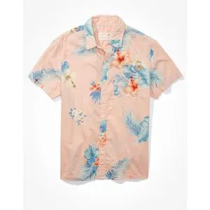 American Eagle  Tropical Button-Up Resort Shirt.