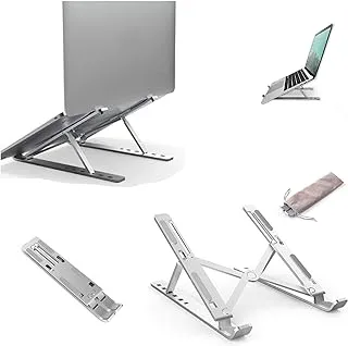 Kisbeibi Vertical Laptop Stand Aluminum Alloy Foldable Laptop Riser Adjustable Tablet Stand for Bed Desk(size:Unfolded:260x145x55mm)