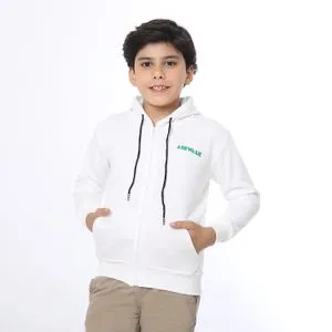 Air Walk Side Pockets Hooded Plain White Sweatshirt