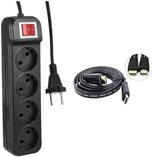 TV Essential Bundle (Zero z20 power strip joint 4 sockets with power button - black, 1.5m + HDMI CABLE 2M SONY NEW)