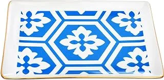 Porland Morocco Rectangular Porcelain Plate For Home Uses, Restaurants & Hotels, 18 * 13cm - Turquoise