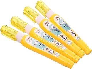 Deli H101 00 High Quality Correction Pen Pack of 4 Pieces Suitable For Home, School, Or Educational Centers - Yellow