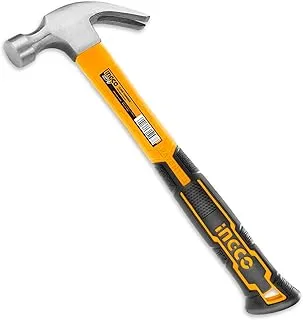 INGCO Claw Hammer, Professional Claw Hammer, 16oz/450g | 45# Carbon Steel, Heat Treatment Drop-Forged Hammerhead for Pulling nails, Prying Boards, Demolition work, Splitting Wood