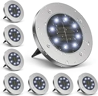 Solar Outdoor Floor Lights, IP65 Waterproof Solar Garden Lights LED Solar Lights Landscape Lighting Garden Yard Path 8 LED (White) (8)