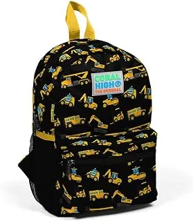 Coral High Kids Two Compartment Small Nest Backpack - Black Yellow Construction Machine Pattern