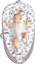 Baby Lounger Baby Nest for Co Sleeping, Newborn Lounger Adjustable Portable Infant Crib Bassinet, Breathable Cotton Newborn Nest for Napping and Traveling 0-12 Months (Feather)