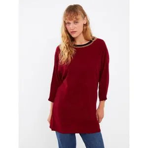 LC Waikiki Crew Neck Chain Detailed Plain Women's Knitwear Sweater.