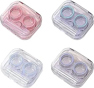 NA 4 Pieces Contact Lens Case, Travel Contact Lens Holder Transparent Portable Mini Colorful Plastic Case for Contact Lenses for Business Travel and Daily Travel, pink, 4 Pieces Contact Lens Case