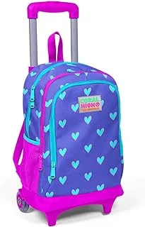 Coral High Kids Three Compartment Squeegee School Backpack - Lavender Pink Heart Pattern