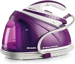 Ariete 6423 Steam Power Iron with Kettle, Removable and Rechargeable Stainless Steel Container, Pressure 6 Bar, Steam Burst 480 g, Continuous Steam 100 g/min, Purple/White, 2200 Watt