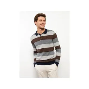 LC Waikiki Polo Neck Long Sleeve Striped Men's Knitwear Sweater