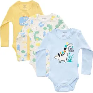 Cottonil Bundle Of Three Long Sleeves Snap Closure Bodysuit