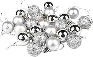 ccHuDE 24 Pcs 30mm Christmas Ball Baubles Ornaments Xmas Tree Hanging Balls Decoration for Wedding Party Decoration Silver