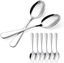 Cezueli 6 Pcs Stainless Steel Tea Spoon Set for Coffee, Latte, Espresso, Hot Chocolate, Hot Drinks, Desserts, Silver