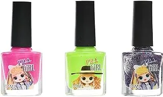 Generic Liquid Manicure To Add More Fun With Beautiful Girl Print On The Glass and Amazing Colors Set Of 3 Pieces 10 ML- Multicolor