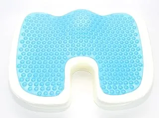 Generic Memory Foam Seat Cushion, Gel Infused Soft Velour Cover Non-Slip Bottom, Orthopedic Relief Tailbone Coccyx Sciatica Back Pain For Office Chair WFH Car Seat Wheelchair Airplane - Light Blue