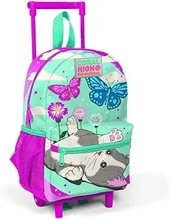 Coral High Kids Two Compartment Small Nest Squeegee Backpack - Water Green Pink Cat Pattern