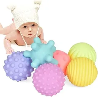 Baby Sensory Ball, ELECDON Bath Water Toys Textured Squeeze Soft Balls Squeaks Baby Grasp Ball Great Variety Buddies BPA Free Developmental Newborn for Kids Babies Toddlers, Random Color 6 Balls