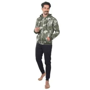 Red Cotton Men's Digital Printed Winter Pajama Set