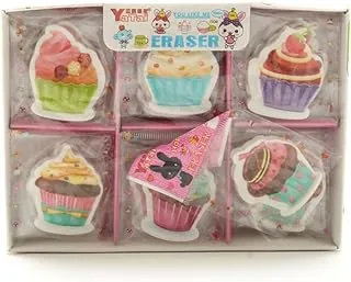 YT 1097 -High Quality Soft Eraser Cupcake Shape Assorted Color - Multi Color