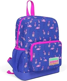 Coral High Kids Two Compartment Backpack - Lavender Pink Flamingo Patterned