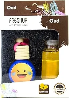 Generic Freshup Oud Smile Face 10ml + 10ml Refill Bottle - (Emoji and Hanger May Vary)