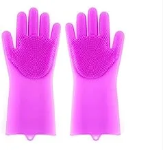 Multipurpose Silicone & Rubber Dish Washing Gloves (1 Pair)