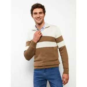 LC Waikiki High Collar Long Sleeve StripedMen's Knitwear Sweater