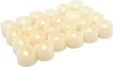 iZAN 24 Pack LED Tea Lights Battery Operated Flameless Candles Fake Flickering Electric Tealight Candle Set for Home Décor Party Wedding Easter Decorations Batteries Included, Wave Open, Cream White