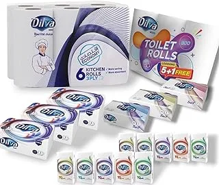 Dilva Mega Family Package (3 Prime 550 Tissue with 3 Suit 300 Tissue, 10 Pockets, 6 Kitchen Roll and 6 Compact Toilet Roll)