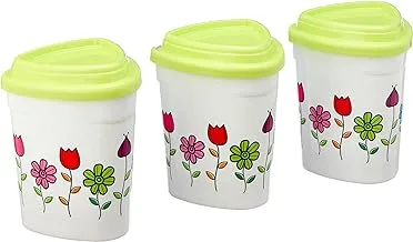 Generic Plastic Large Spice Box Flower Design With Three Small Spoon and Very Light Set Of 3 Pieces - Multicolor