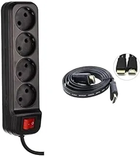 TV Essential Bundle (Power strip 10 amp black + HDMI CABLE 2M SONY NEW)