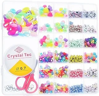 Generic Plastic Beads Jewelry Amazing Design Colorful Material With Various Styles Enlighten Your IQ And Plastic Small Scissors For Girls -MultiColor