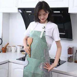 Waterproof Adjustable Apron With Side Towel & Pocket Stripe