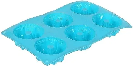 AGFA Silicon Cup Cake Baking Mold, 6 Holes, 17 x 28 cm - Turquoise