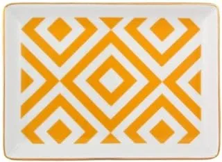 Porland Porcelain Morocco Rectangular Plate 18 * 13Cm Unique Elegant Design - Yellow