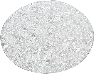 Generic Plastic Medium Rectangular Dining Tablecloth With Circle Design and Easy to Clean For Decoration - Silver