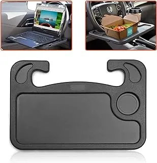 Trobo Steering Wheel Tray, Car Desk For Writing, Laptop, Tablet, iPad Or Notebook With Pen Slot, Food Eating Table With Cup Holder, Hooks On Most Vehicle Steering Wheels, Car Accessories For Travelers