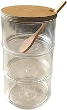 3 Tier Stacking Jars, Round Clear Acrylic Candy Cookie Jar with Wooden Lid and Wood Spoon