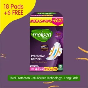 Molped Total Protection فوط سميكة ماكسي للتدفق الكثيف - 18 فوط + 6 مجانية - طويلة